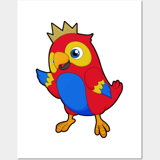 Parrot as King with Crown Posters and Art